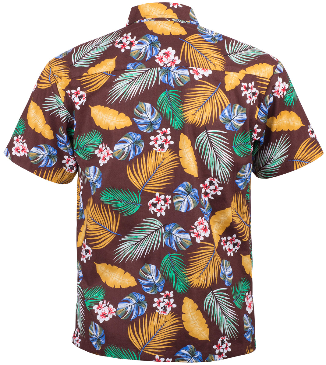 Tropical_TARRO_Frangipani_Palmenblaetter_Kurzarm_Shirt_HAWAIIHEMD_Braun-3