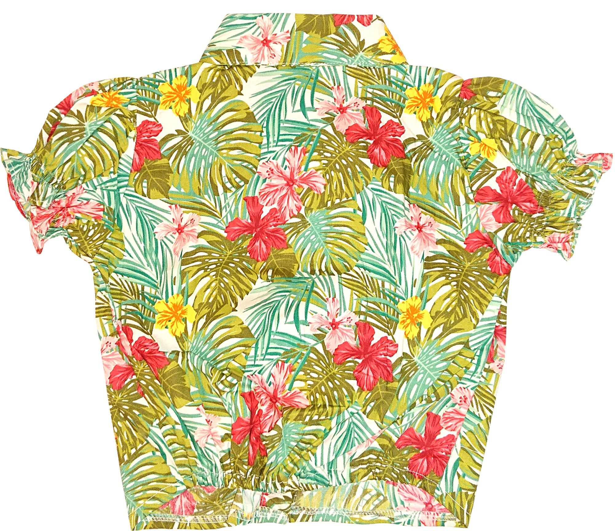Tropical_TIE_UP_Palmenblaetter_HIBISKUS_Blouse_Kinder_BLUSE_Oberteil_Gruen-2
