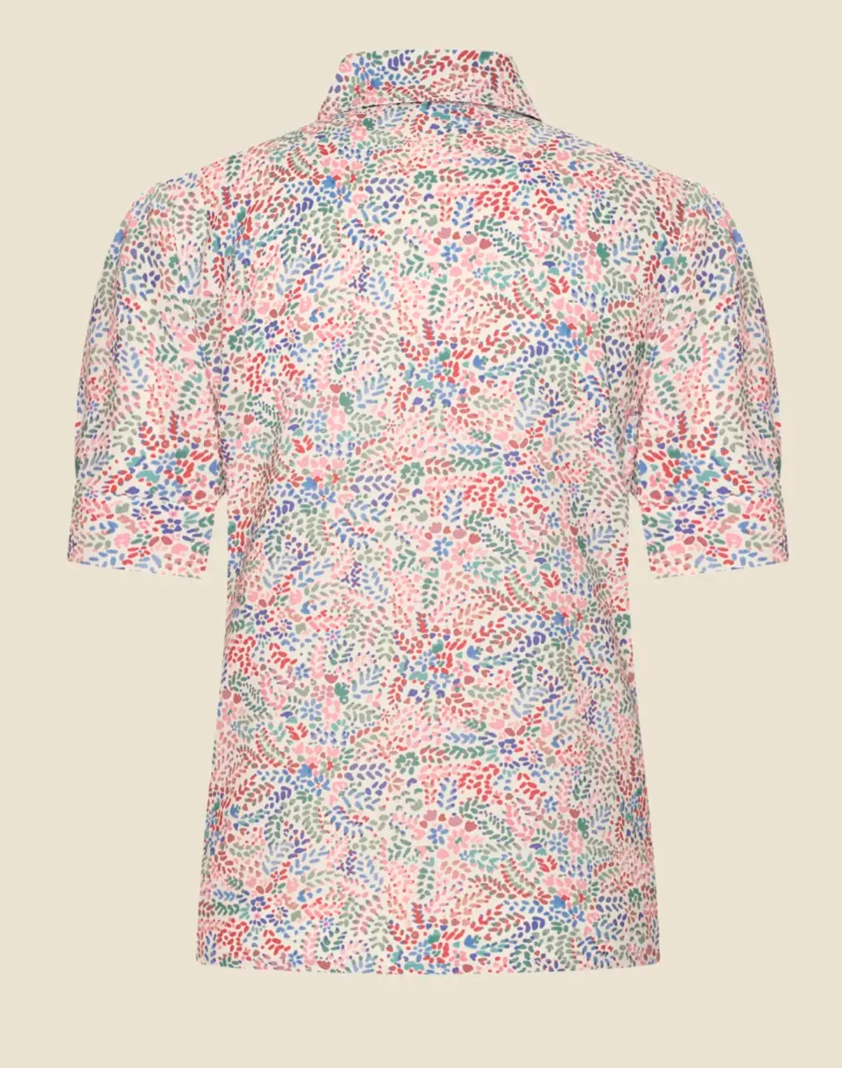 Very Cherry «Classic Printemps» Vintage Retro Geometric Bubikragen Bluse - Cremeweiß