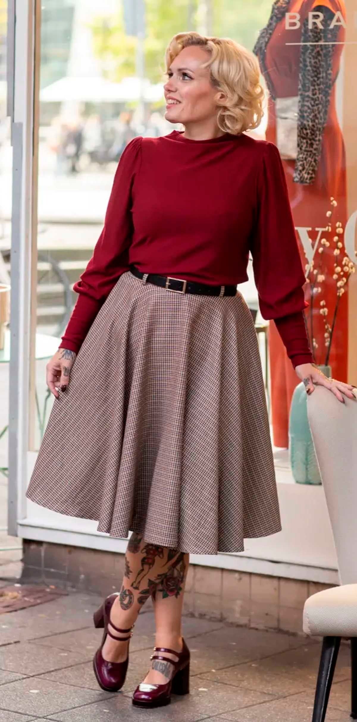 Very_Cherry_CIRCLE_BIRMINGHAM_Vintage_Dogstooth_Karo_CHECK_HIGH_WAIST_50s_Tellerrock-1