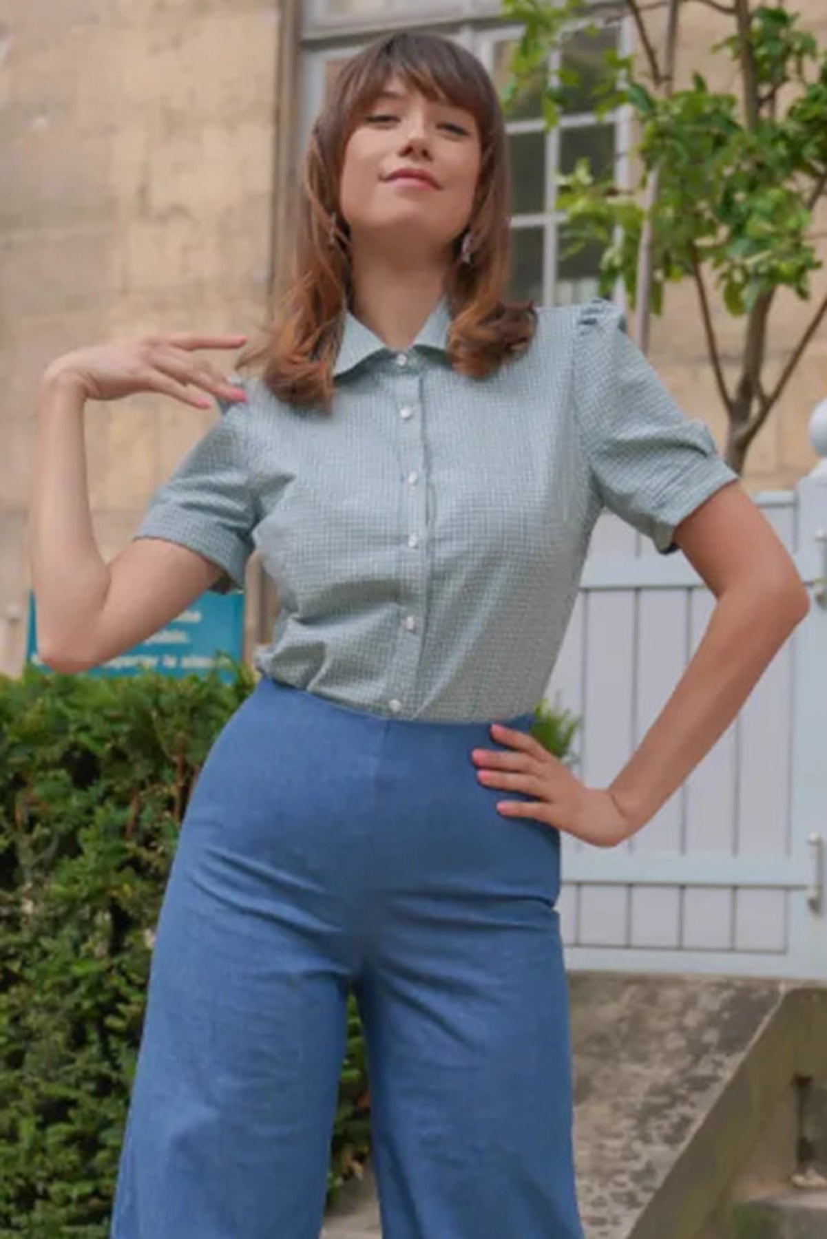 Very_Cherry_CLASSIC_GINGHAM_AZUL_Pepita_KARO_Kurzarm_Bubikragen_BLUSE_Blouse_killer_kirsche_0