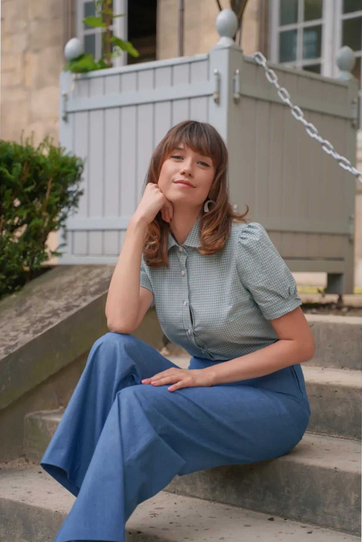 Very_Cherry_CLASSIC_GINGHAM_AZUL_Pepita_KARO_Kurzarm_Bubikragen_BLUSE_Blouse_killer_kirsche_1