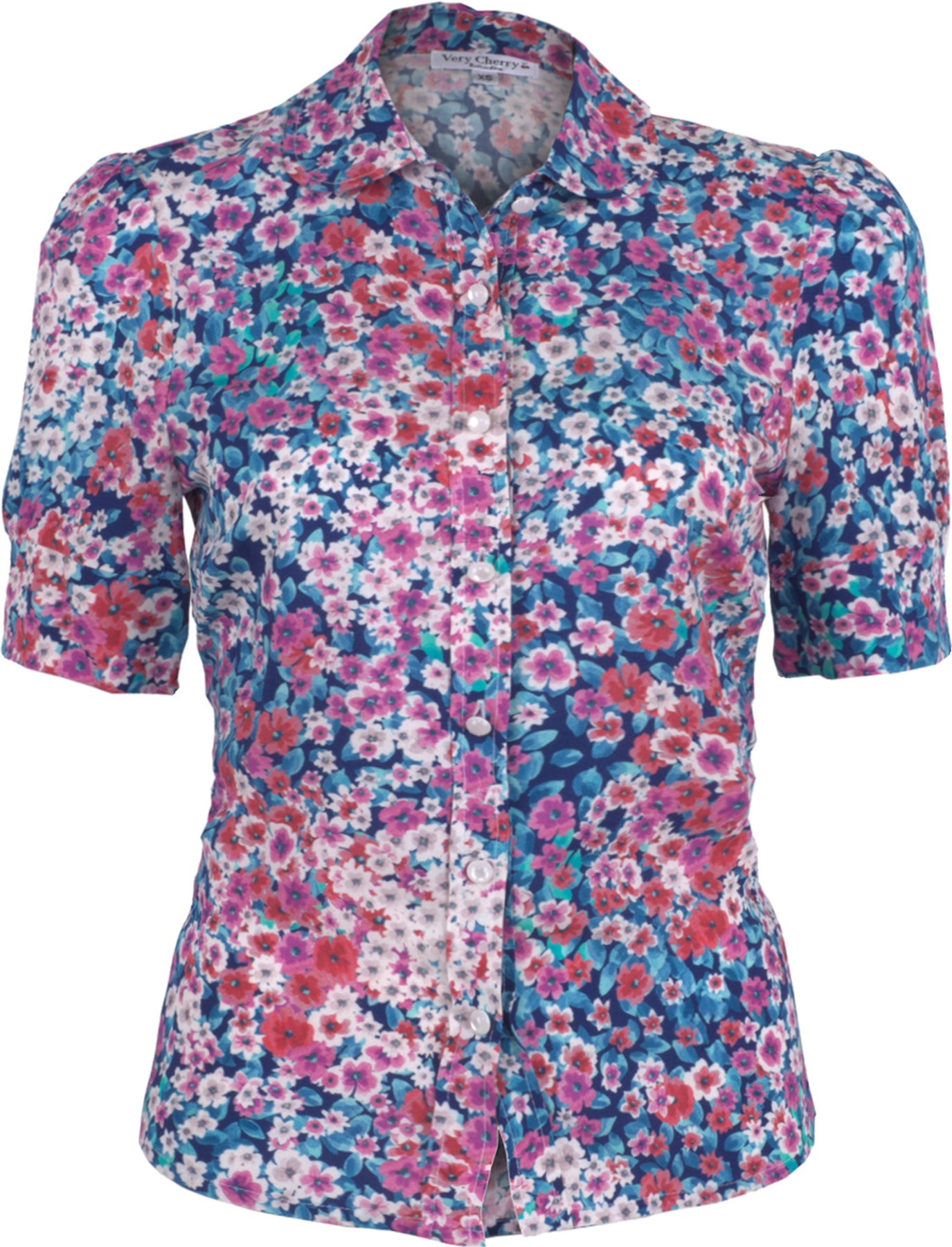 Very_Cherry_CLASSIC_PORTOFINO_50s_Blumen_Floral_Kurzarm_Bubikragen_BLUSE_Blouse_killer_kirsche