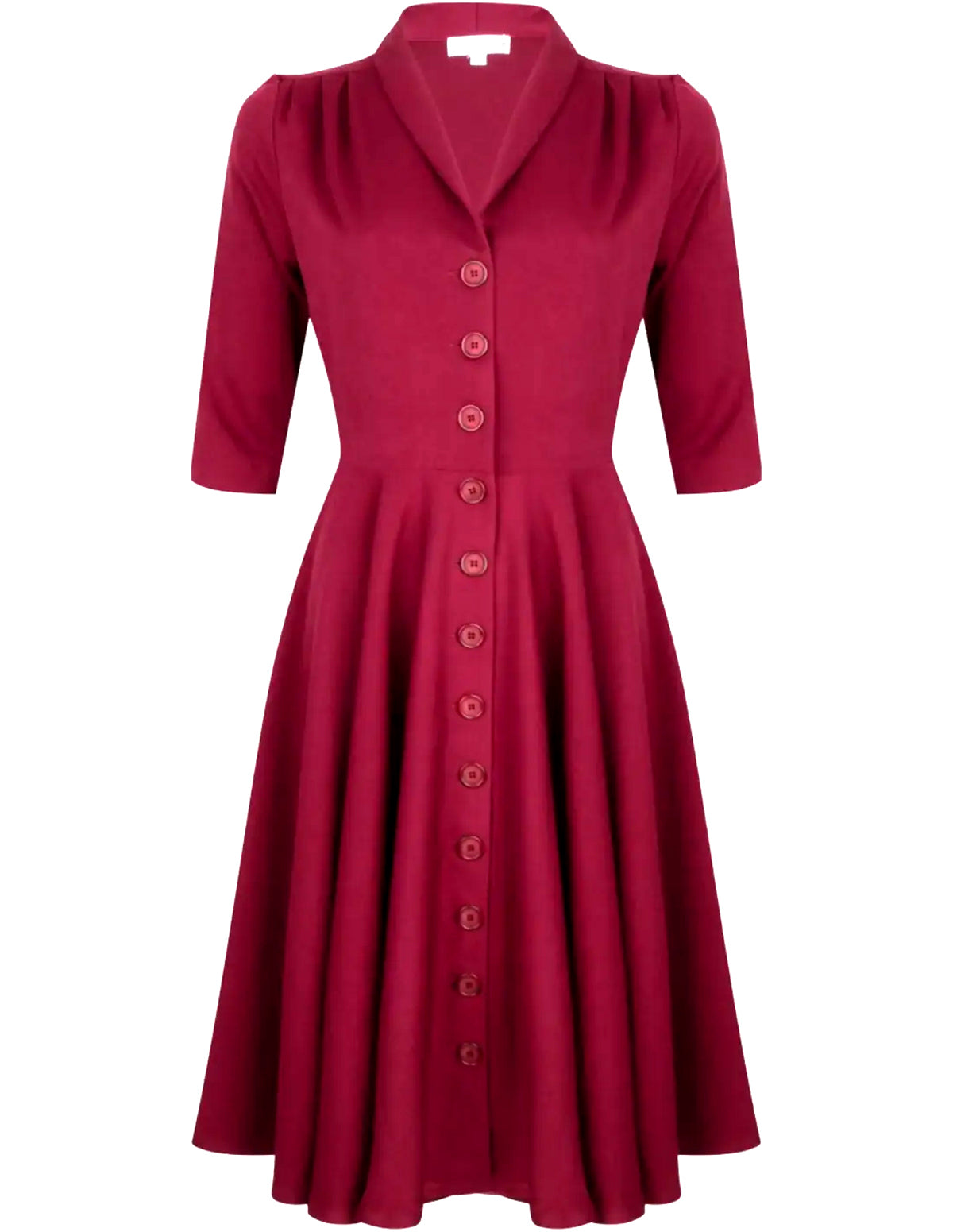 Very_Cherry_DAINE_VINTAGE_PLAIN_Classic_Button_SWING_DRESS_Kleid_-_Kirschrot-1