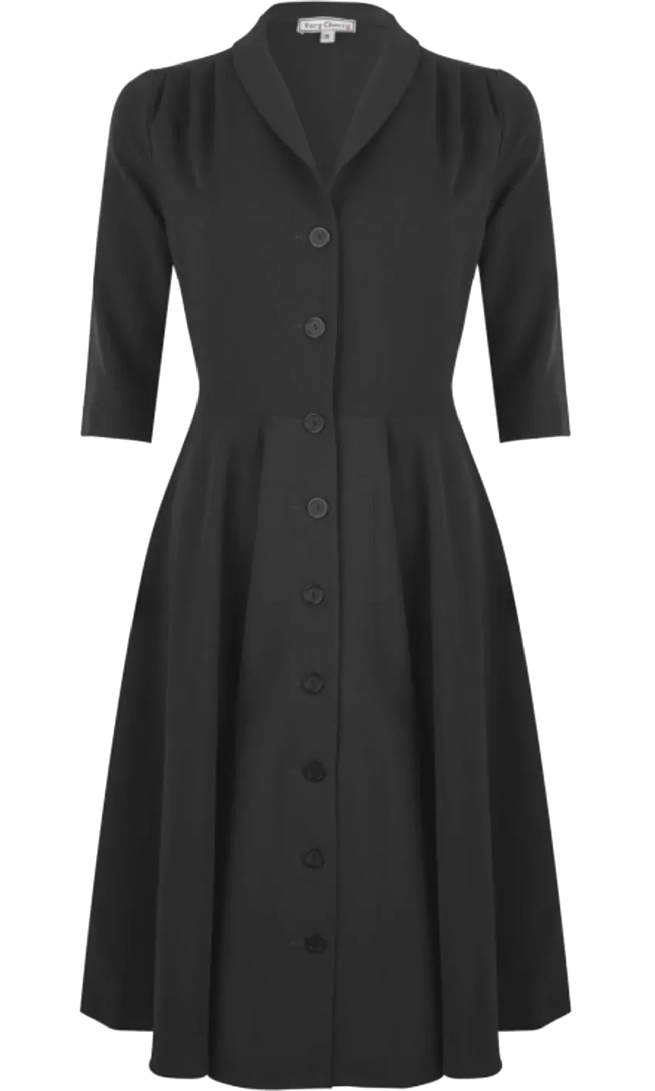Very_Cherry_DLAINE_VINTAGE_PLAIN_Classic_Button_SWING_DRESS_Kleid_-_Schwarz-3