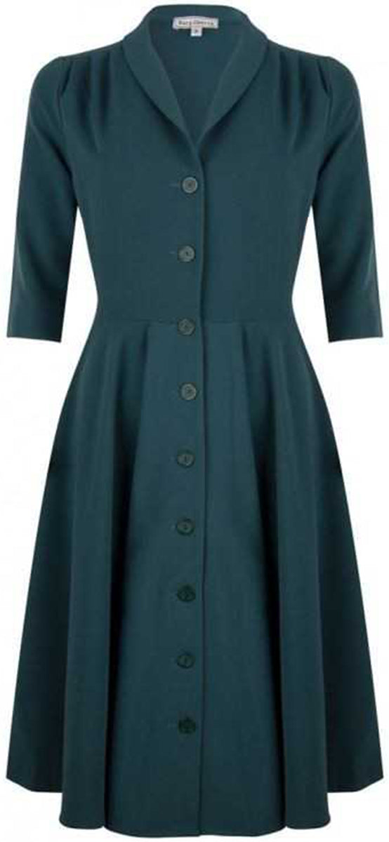 Very_Cherry_DLAINE_Vintage_V-NECK_Button_SWING_Dress_Kleid_Petrol-1