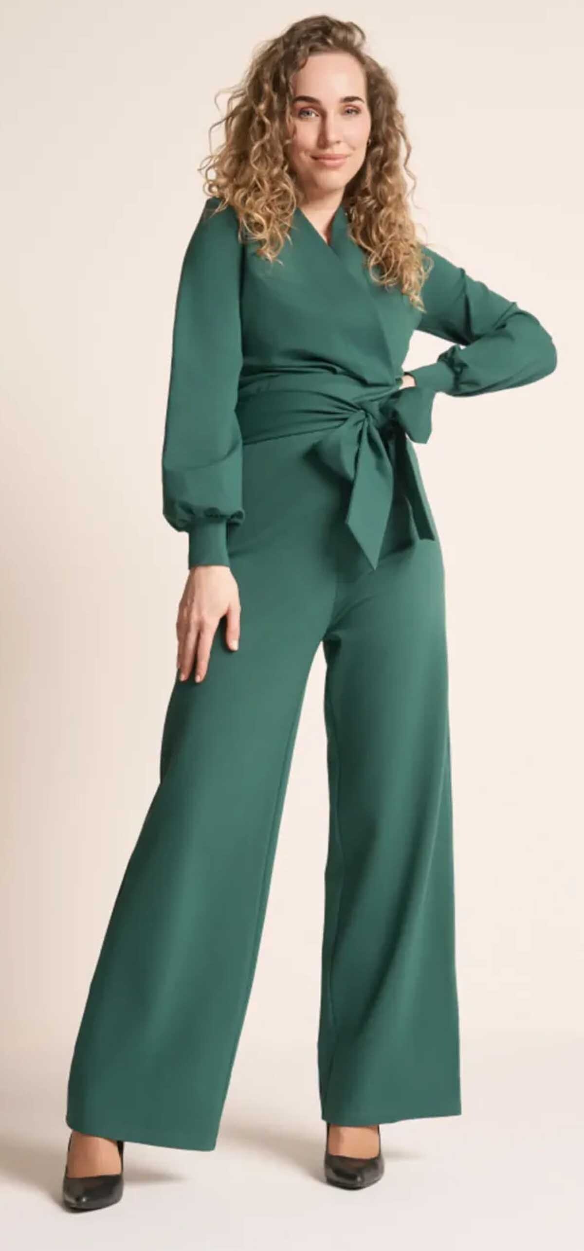 Very_Cherry_EMMYLOU_VINTAGE_Langarm_WRAP_Neck_Retro_JUMPSUIT_Overall_-_Forest_Green-1