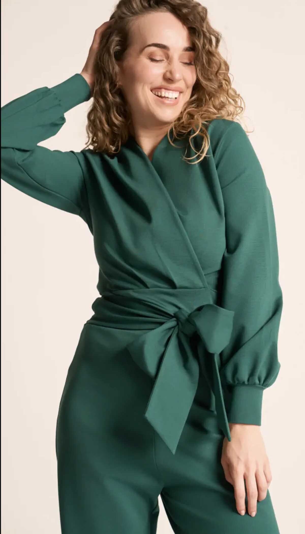 Very_Cherry_EMMYLOU_VINTAGE_Langarm_WRAP_Neck_Retro_JUMPSUIT_Overall_-_Forest_Green-2