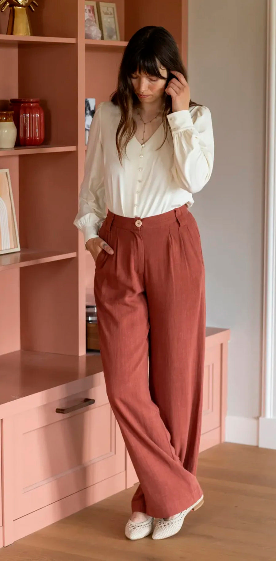 Very_Cherry_LINDA_PANTS_Retro_PLAIN_Vintage_Leinen_Marlene_HOSE_Pants_-_Terrakotta-1