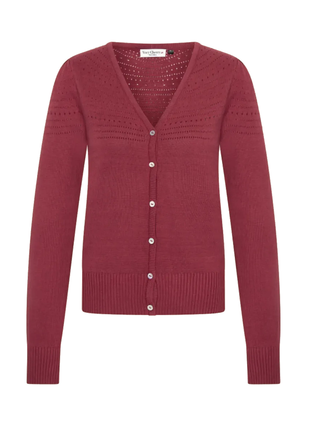 Very_Cherry_LUCIA_VINTAGE_Lochmuster_V-Neck_CARDIGAN_Strickjacke_-_Marsala-2