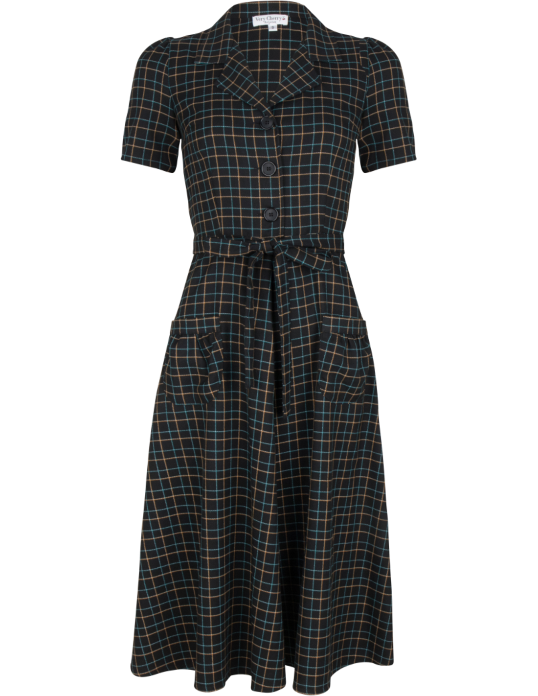 Very_Cherry_REVERS_Vintage_TATOU_RUIT_50s_Karo_Kurzarm_SWING_DRESS_Kleid-1
