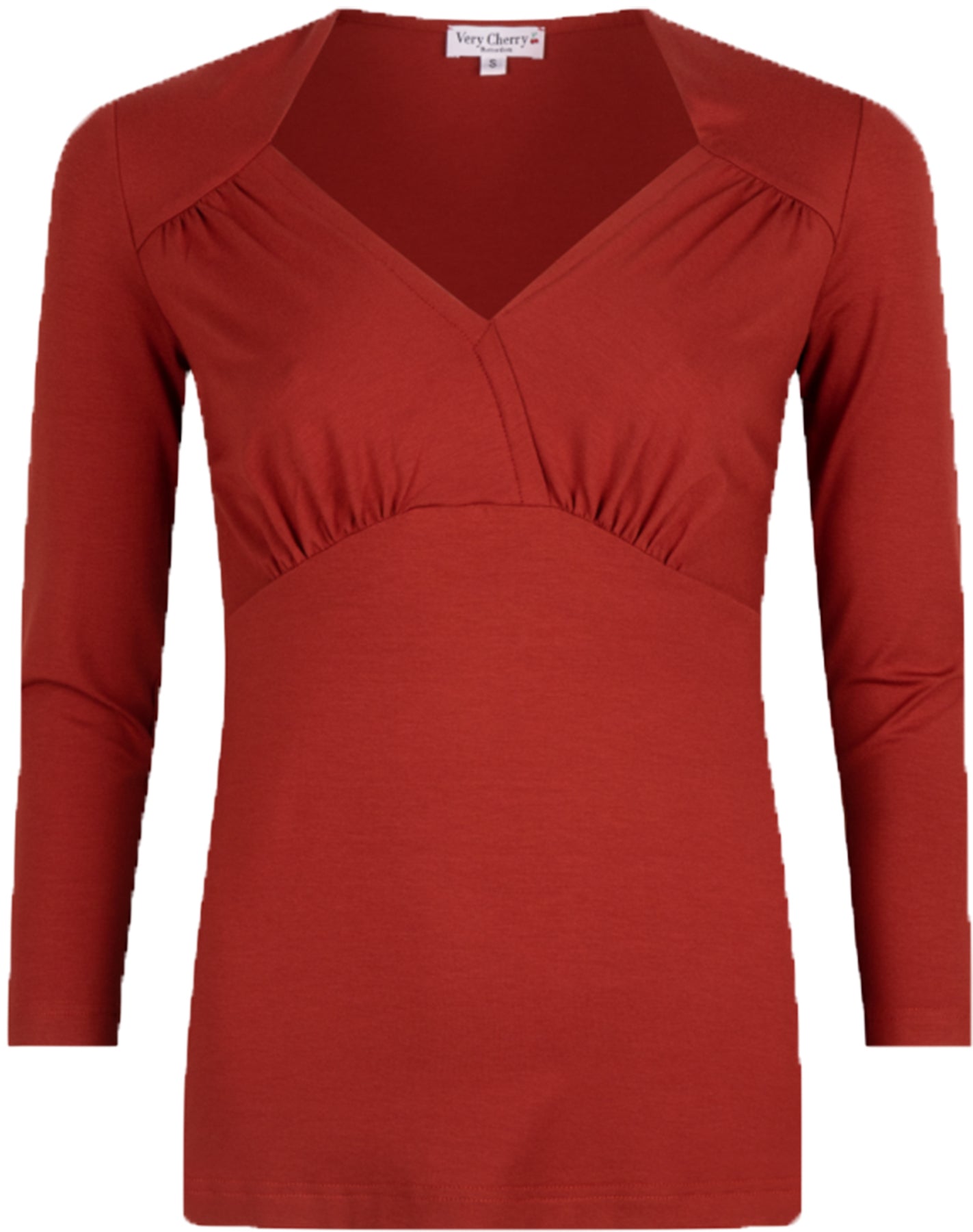 Very_Cherry_SWEETHEART_Vintage_BASIC_Dreiviertelarm_RETRO_Oberteil_SHIRT_Rostbraun_Killer_Kirsche-1kIek44Q3fVsO2
