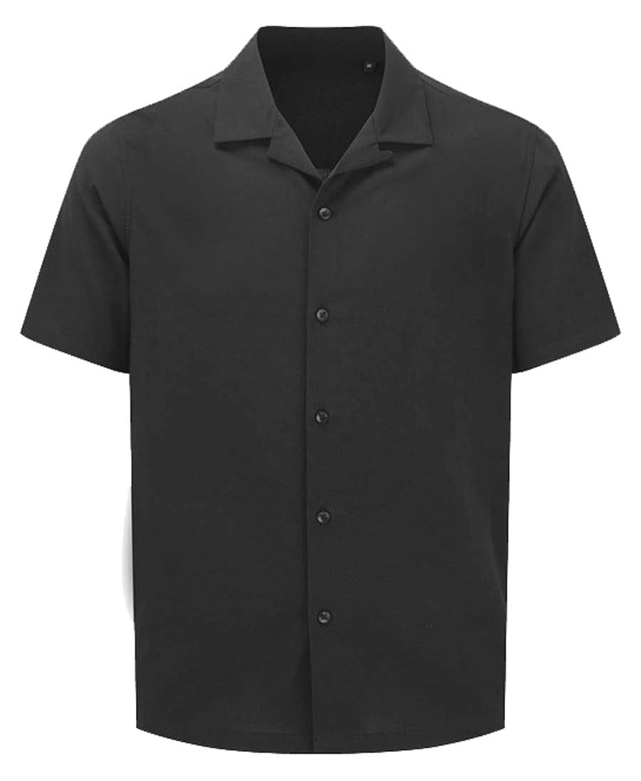 Vintage Classic «SOLID BLACK BASIC» Shirt HEMD / Kurzarmhemd - Schwarz
