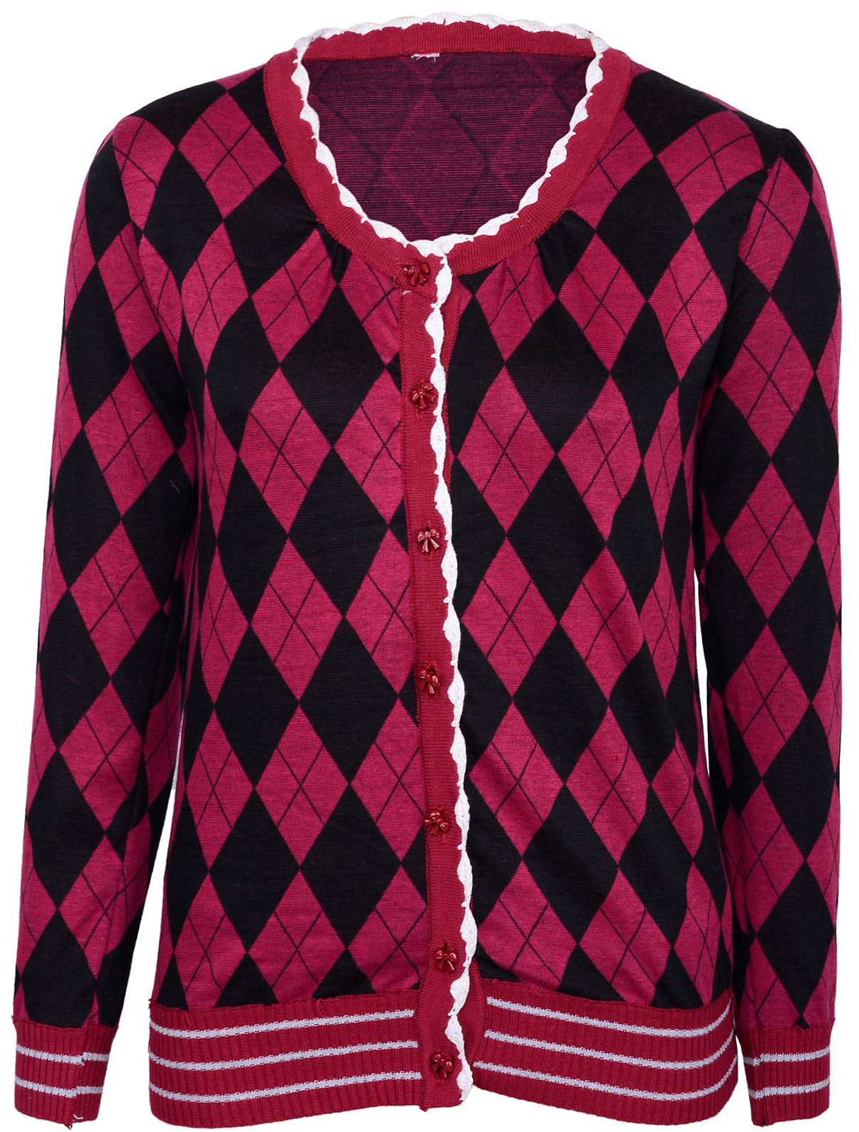 Vintage_ARGYLE_Karo_CARDIGAN_mit_Schleifen_Knoepfen_pinkaPeG6a7pZiWD7