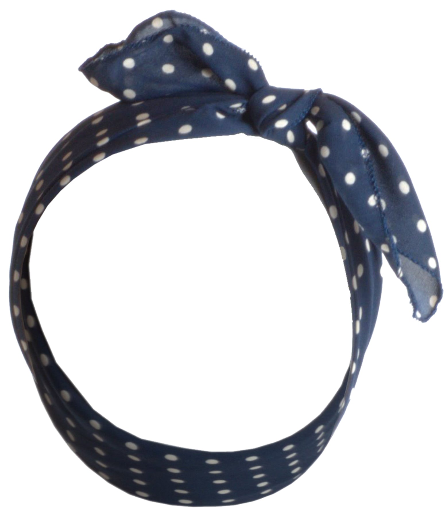 Vintage_AUREA_POLKA_DOT_Retro_PUNKTE_CHIFFON_Haarband_BANDANA_-_Dunkelblau_Killer_Kirsche-1