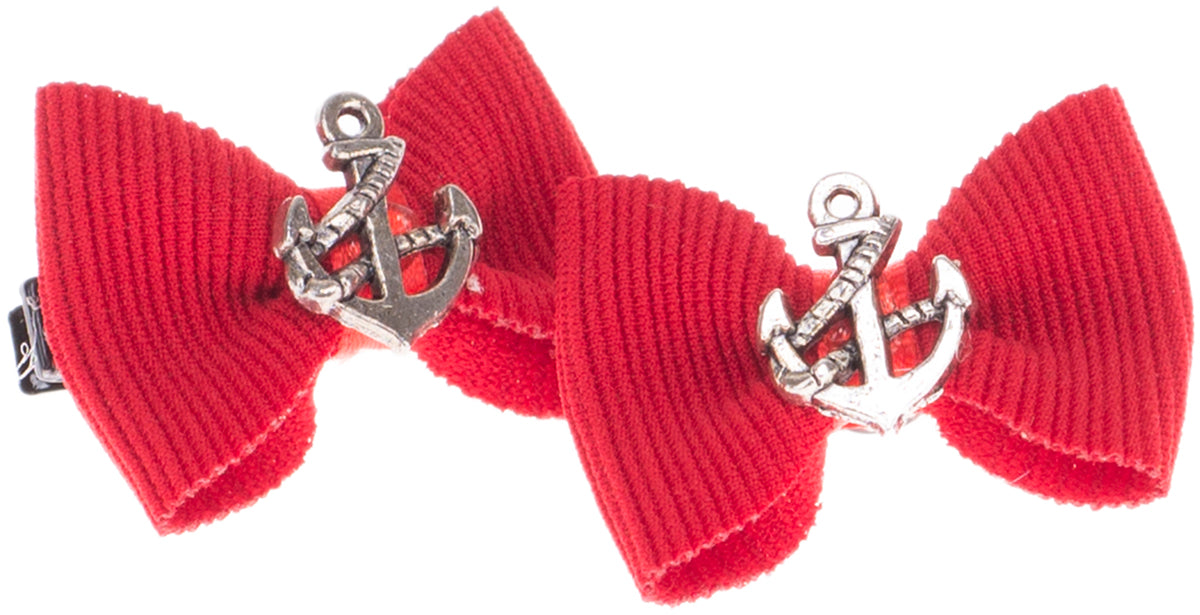 Vintage_EMERITA_Bow_SCHLEIFEN_Anker_ANCHOR_Sailor_Haarspange_-_1Paar_killer_kirscheS92KhoOR0838z