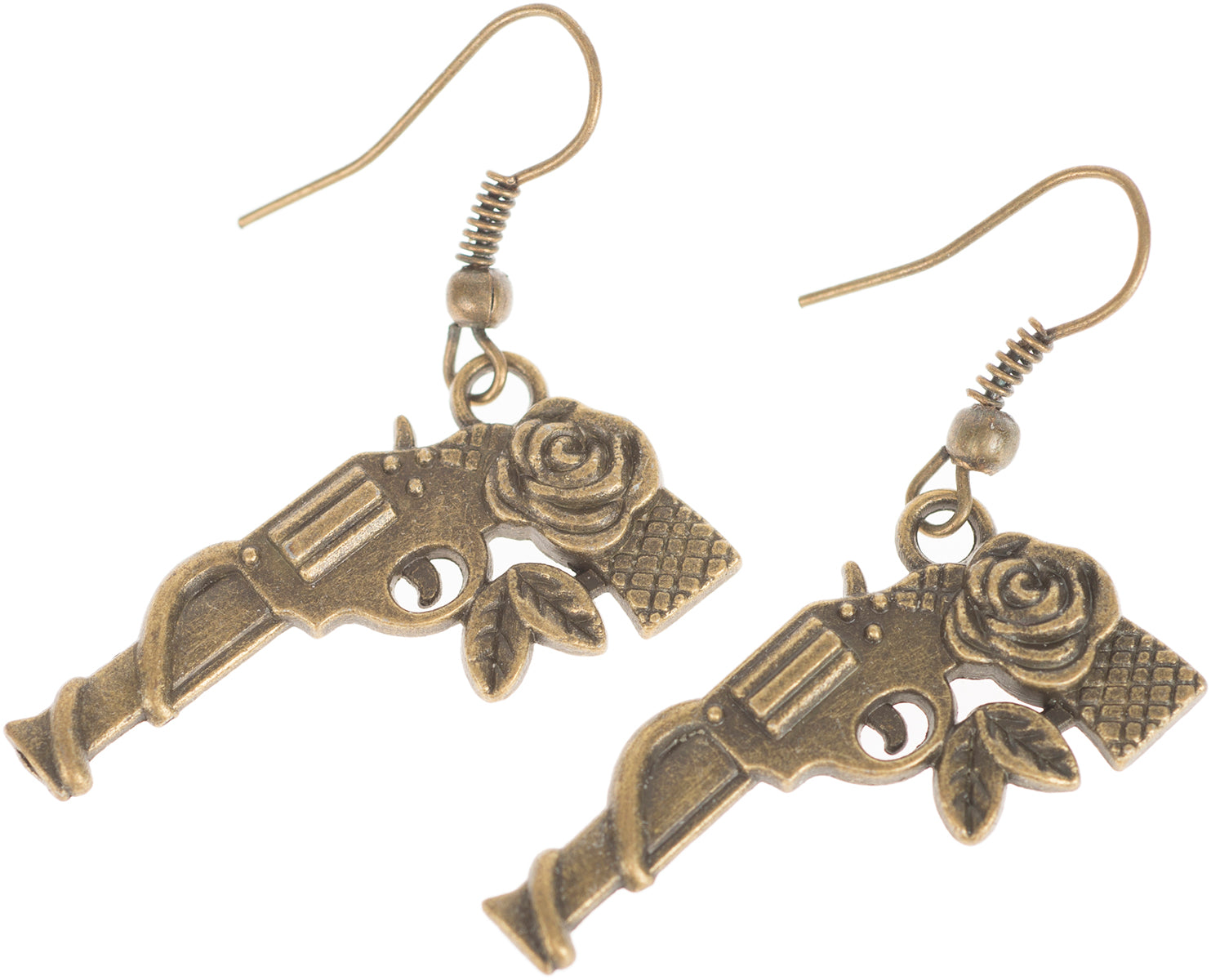 Vintage_GUN_WITH_A_ROSE_Retro_Ohrringe_OHRHaeNGER_-_Altgoldfarben-1
