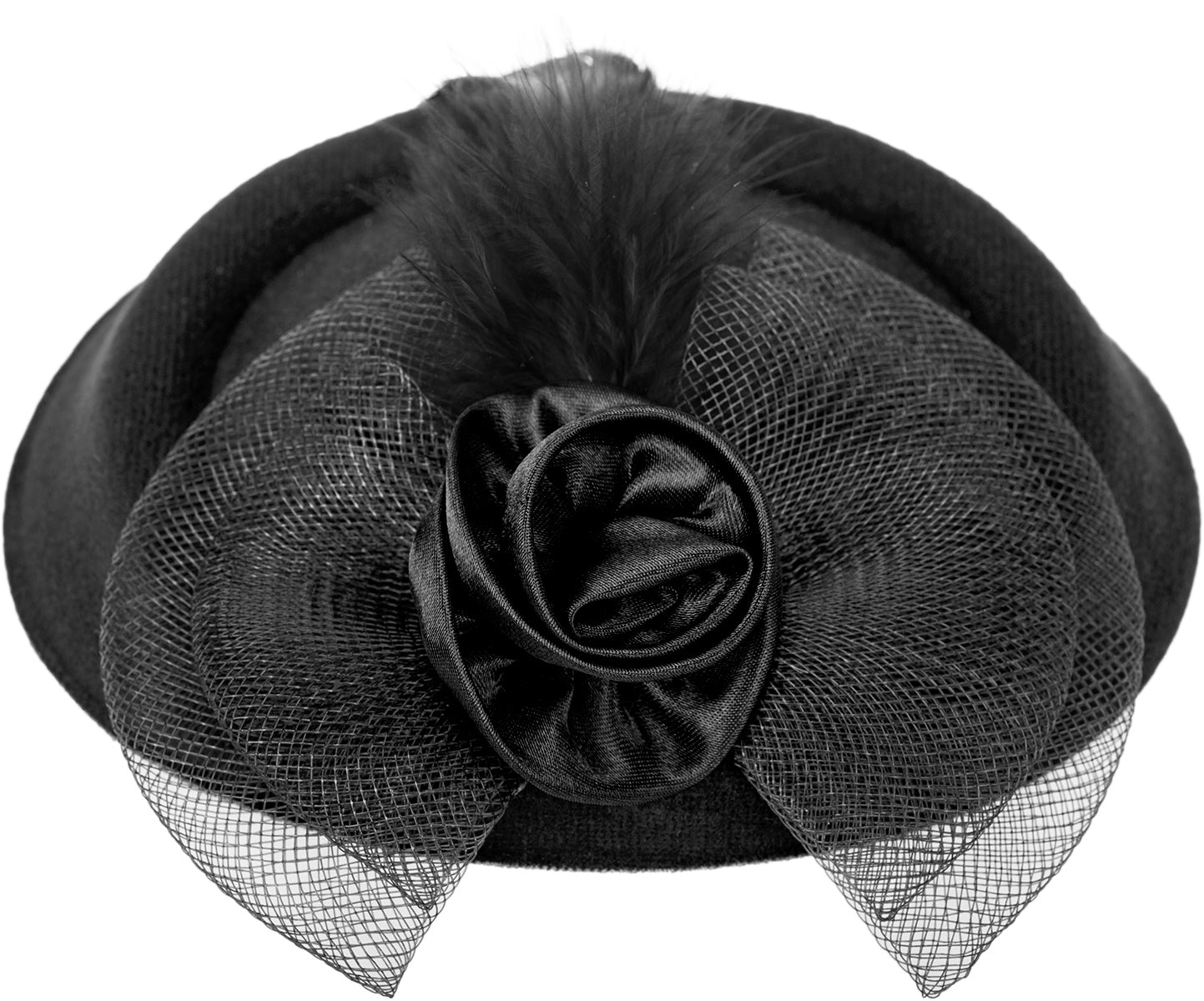 Vintage_HEIDY_Rose_BOW_Feder_Feather_PILLBOX_Hut_HEADPIECE-1
