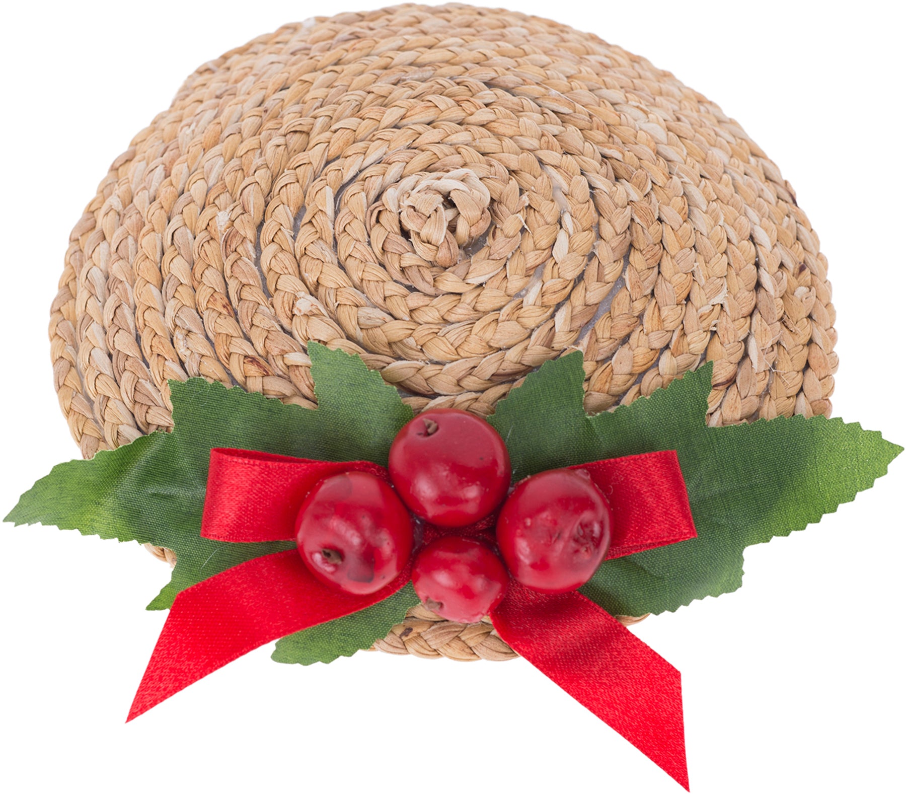 Vintage_JENE_Straw_HOLLY_BERRY_Stroh_PILLBOX_Huetchen_Fascinator_killer_kirsche