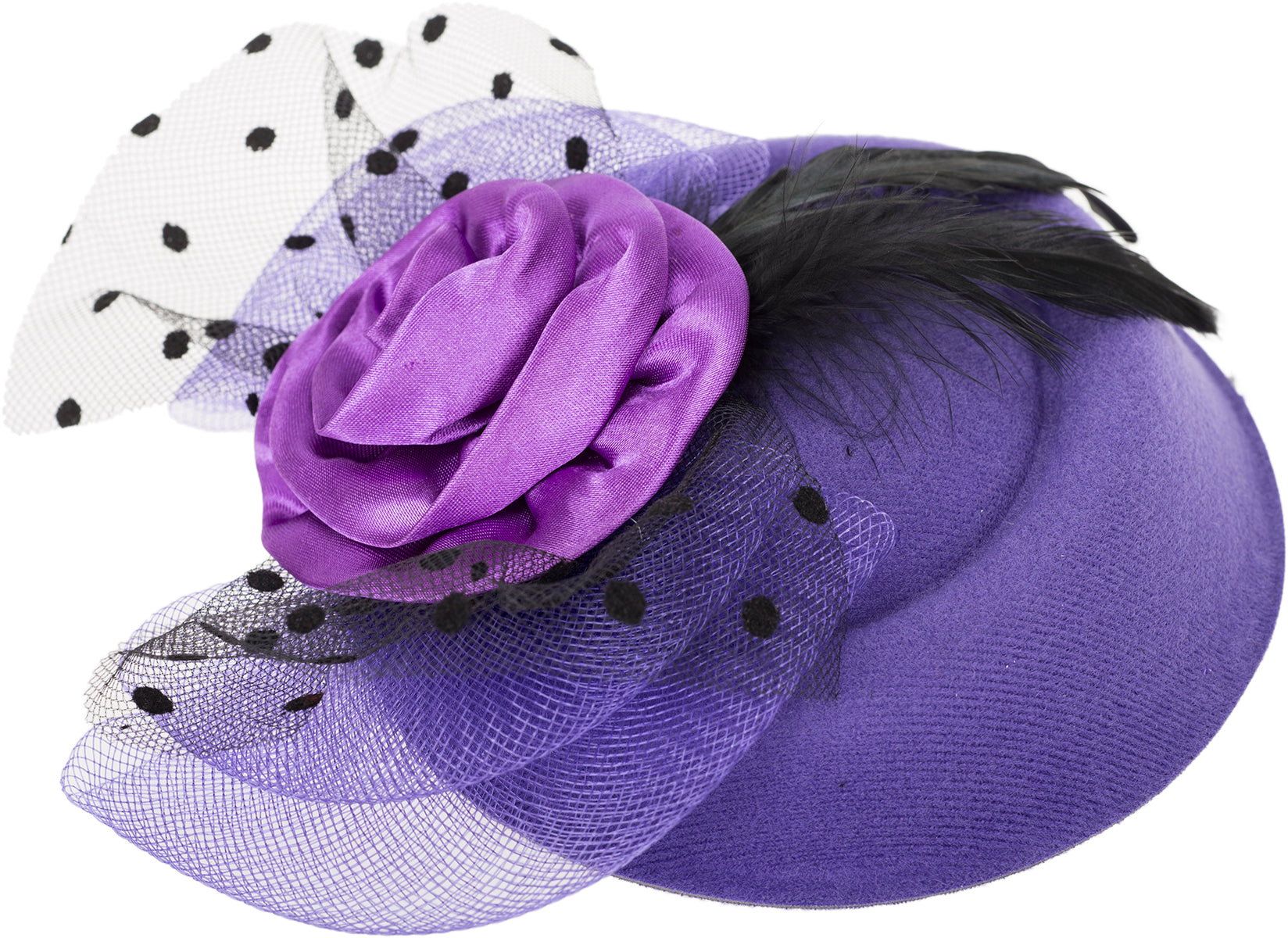 Vintage_MITSUKO_Rose_BOW_Polka_Dot_Feder_PILLBOX_Hut_HEADPIECE-5ZhPDjbmiYqaSO