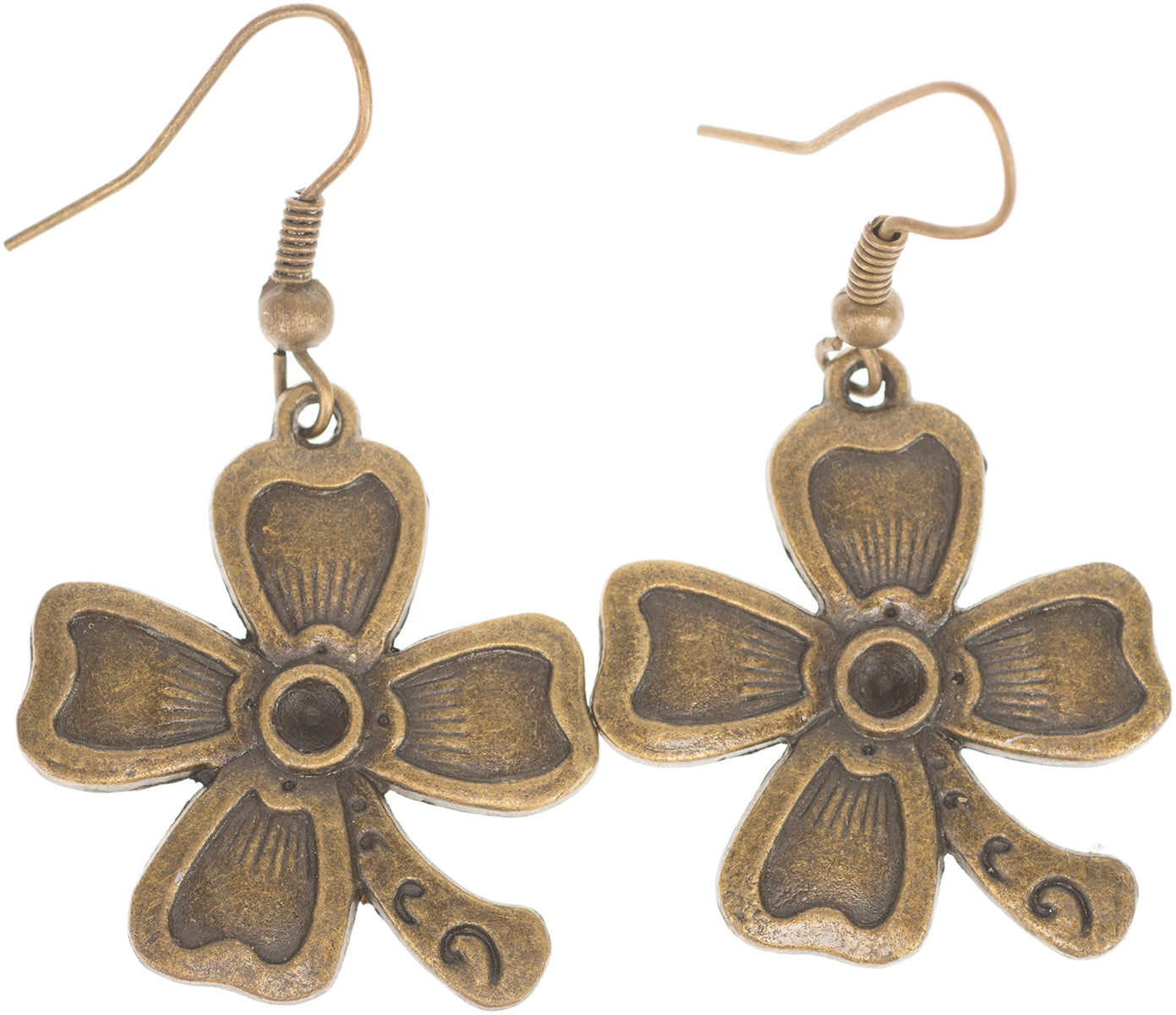 Vintage_RENA_Kleeblatt_CLOVERLEAF_Shamrock_Ohrringe_OHRHaeNGER_-_Altgoldfarben-1