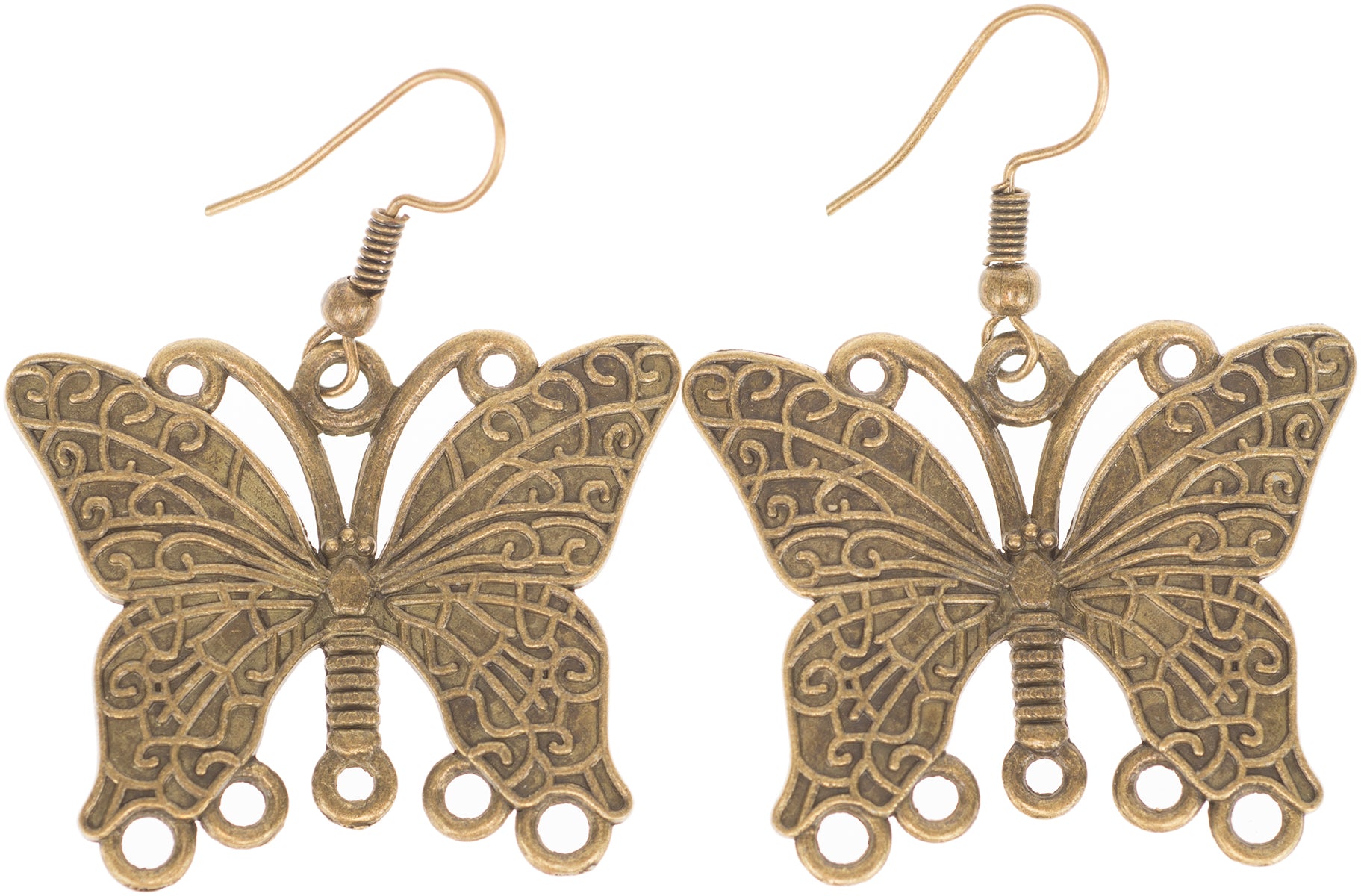Vintage_RESIE_Schmetterling_BUTTERFLY_Ohrringe_OHRHaeNGER_-_Altgoldfarben-1
