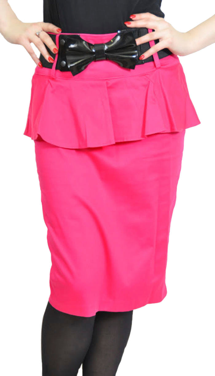 Vintage_RUFFLE_Bleistiftrock_PENCIL_Skirt_mit_Lackguertel