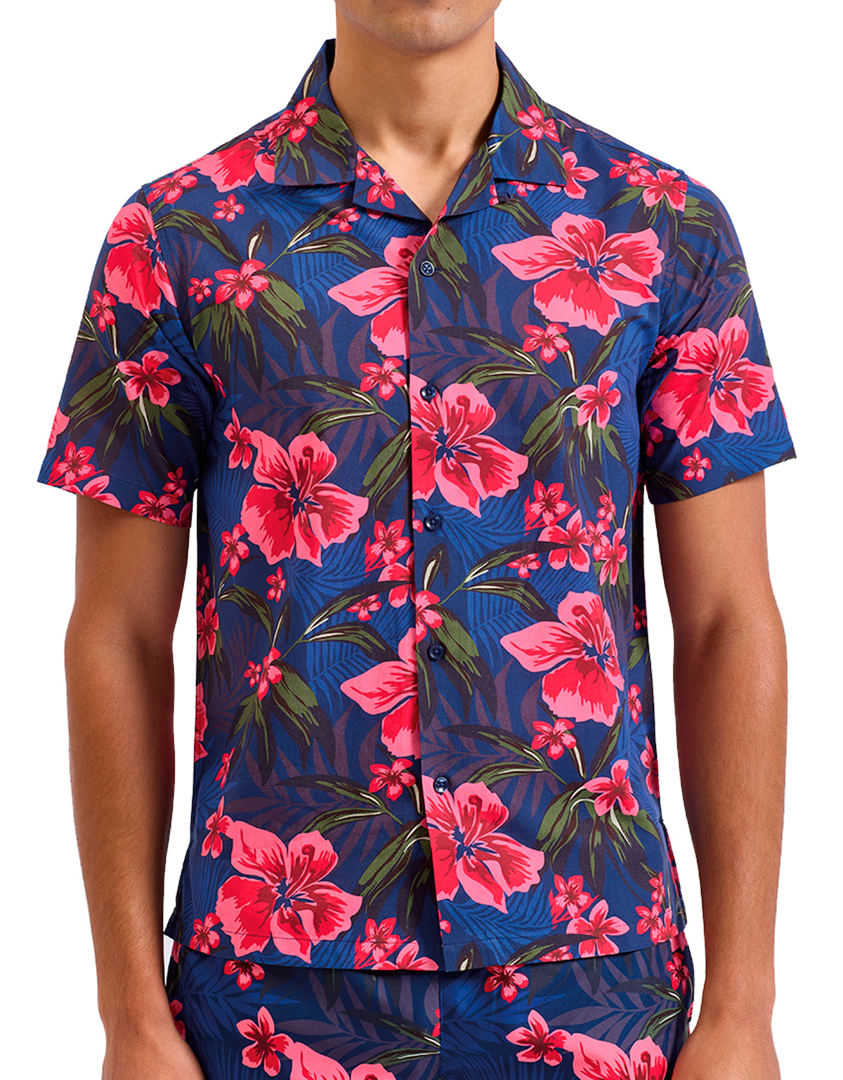 Vintage_Tropical_HIBISCUS_ALLOVER_Hawaii_Shirt_Blumen_HEMD_Kurzarmhemd_-_Dunkelblau-1