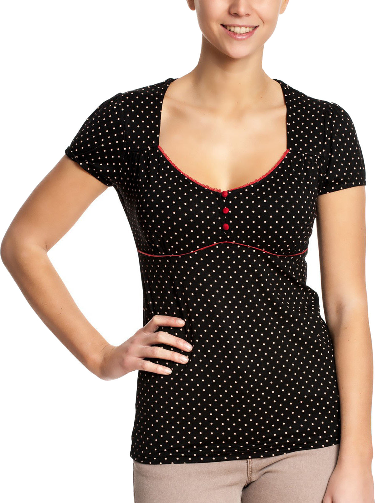 Vive_Maria_AMERICAN_GIRL_Polka_Dots_Punkte_50s_SHIRT_-_Blk