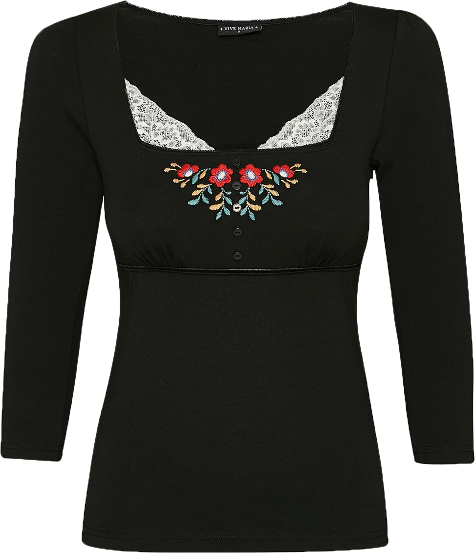 Vive_Maria_MEADOW_LOVE_Blumen_Stickerei_SPITZE_Lace_DREIVIERTELARM_SHIRT_Top_Oberteil_Killer_Kirsche-3