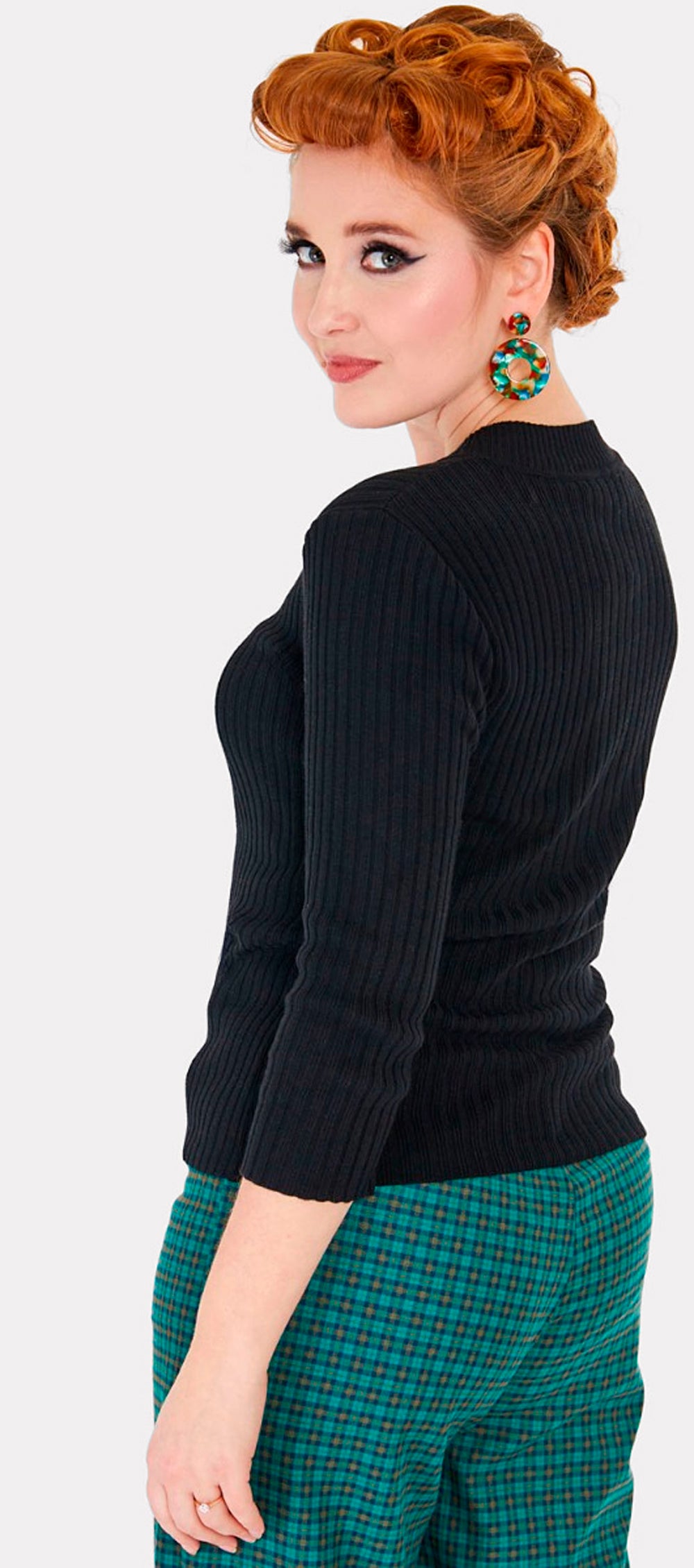 Voodoo Vixen «Embroidered Peacock» Vintage Retro Oberteil / Pullover mit Pfauenstickerei