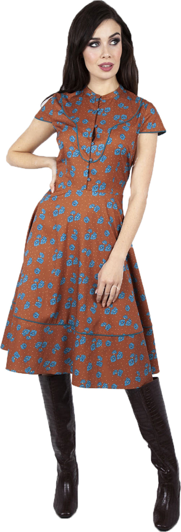 Voodoo_Vixen_ADIA_Vintage_POLKA_DOT_Blumen_Button_Down_KLEID_Dress_killer_kirschek4YnTBgBWdivH