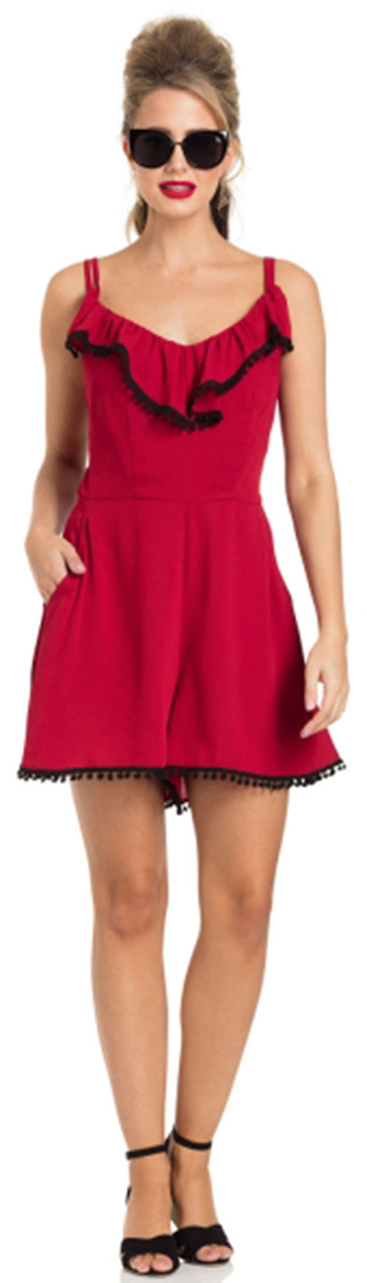 Voodoo_Vixen_BECKY_Vintage_POM_POM_Traeger_RUFFLE_PLAYSUIT_Hosenanzug_killer_kirsche