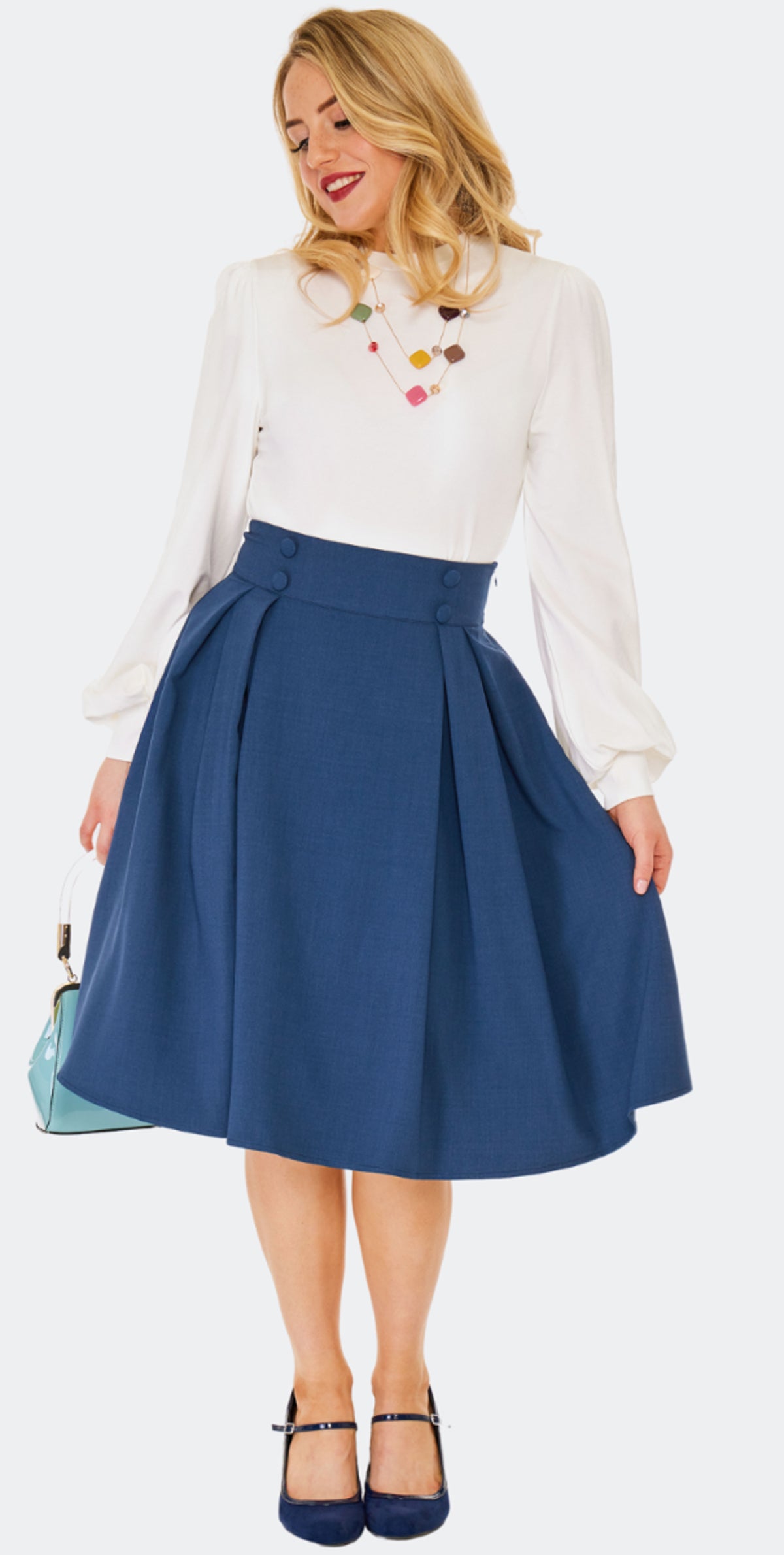 Voodoo_Vixen_BLUE_PLEATED_Vintage_Plain_UNI_50s_SWING_Flare_SKIRT_Rock__Dunkles_Taubenblau-1