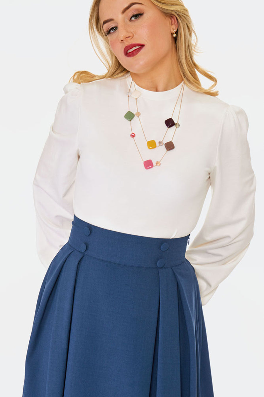 Voodoo_Vixen_BLUE_PLEATED_Vintage_Plain_UNI_50s_SWING_Flare_SKIRT_Rock__Dunkles_Taubenblau-4