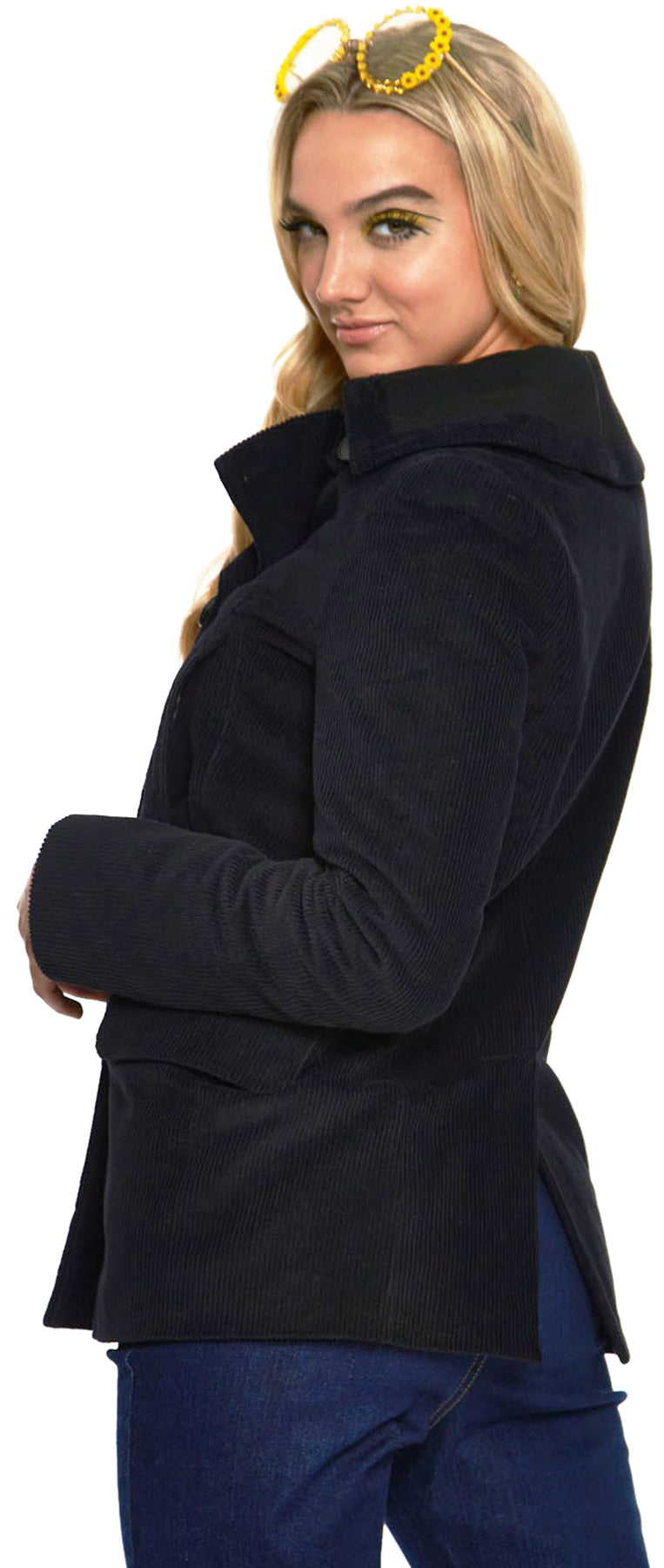 Voodoo_Vixen_CASSIA_Caspian_Sea_CORDUROY_Jacke_PEA_COAT_Kurzmantel_Schwarz_killer_kirsche_6dvUnZJppsVRK6