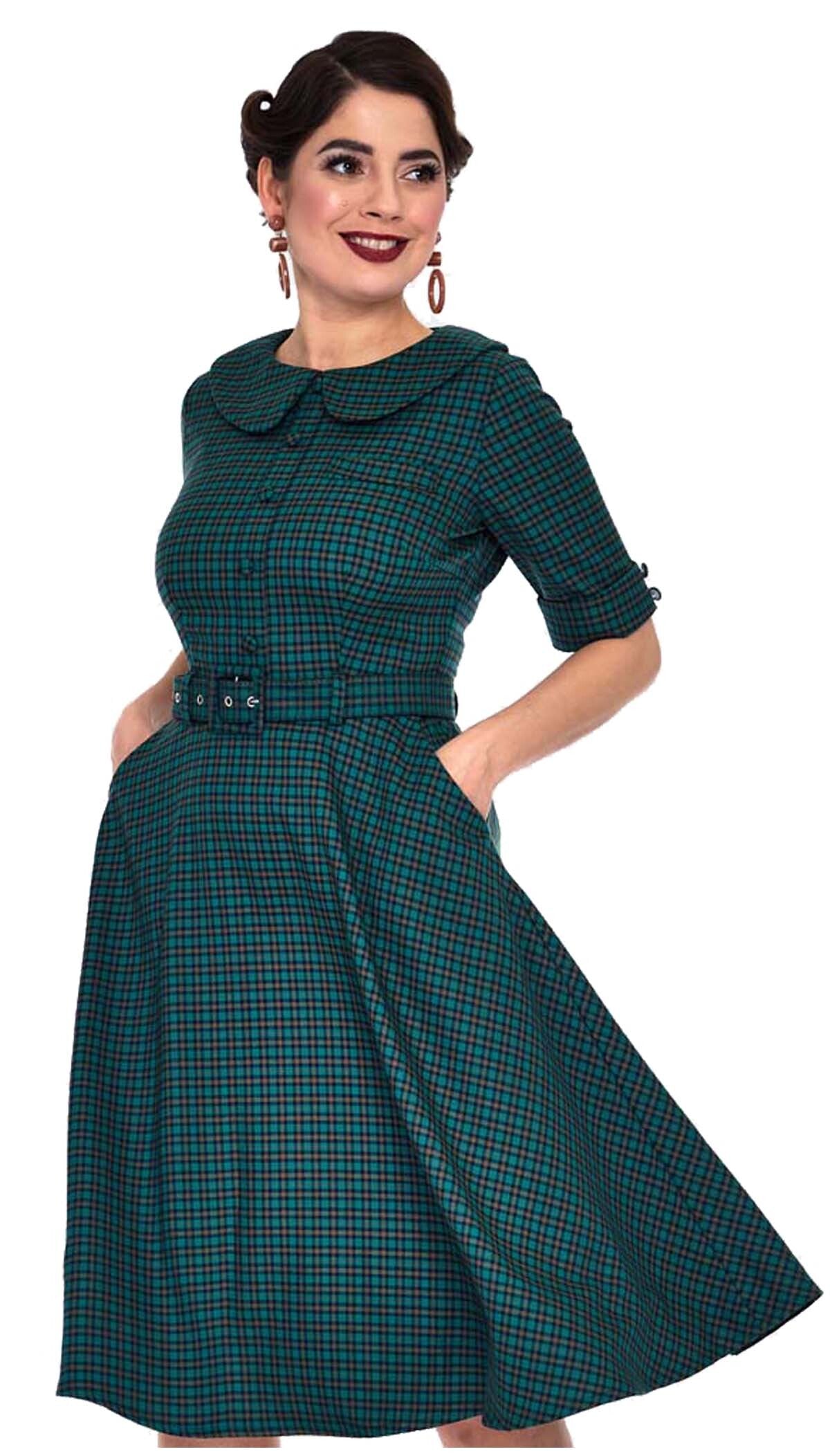 Voodoo_Vixen_CHECK_VINTAGE_Karo_Bubikragen_50s_SWING_DRESS_Kleid_Dunkelgrn-2