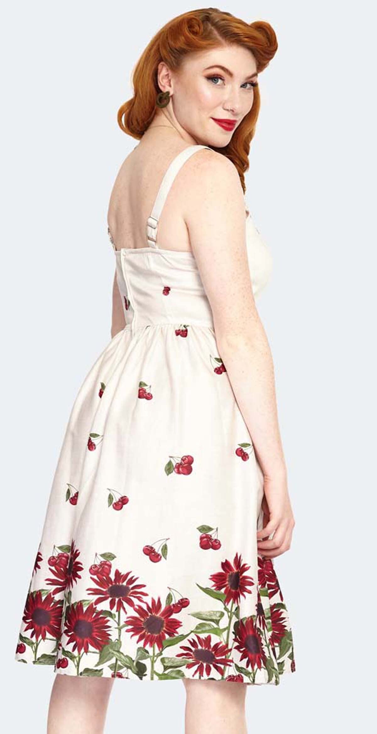 Voodoo_Vixen_CHERRY_SUNFLOWER_Vintage_Kirschen_Floral_Traeger_50s_SWING_DRESS_Kleid_-_Cream-5