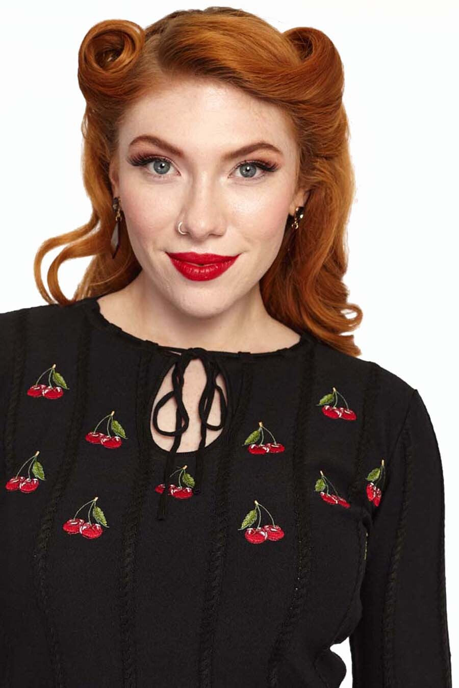 Voodoo_Vixen_CHERRY_SUNFLOWER_Vintage_Kirschen_SWEATER_Knitted_PULLOVER_schwarz-4