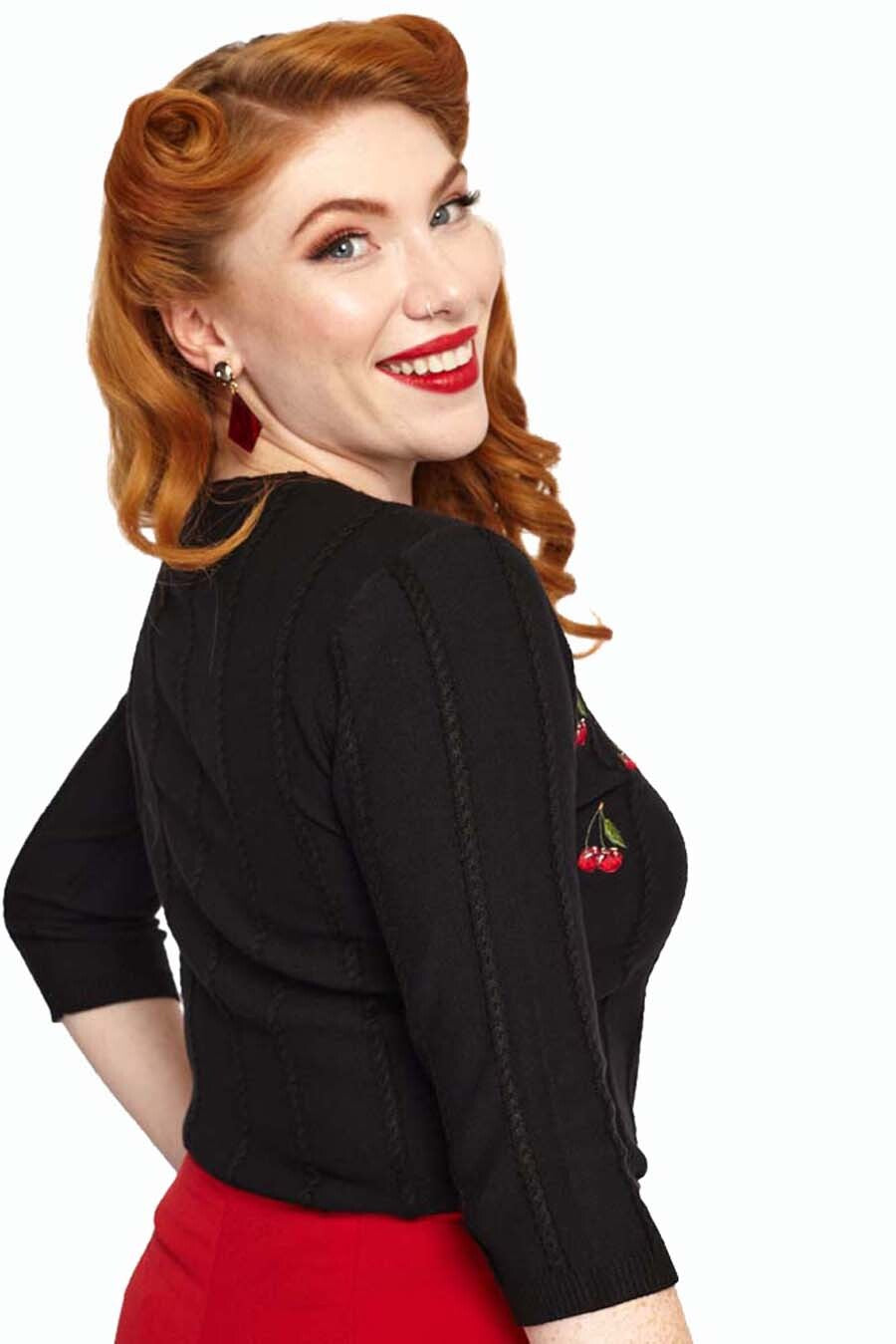 Voodoo_Vixen_CHERRY_SUNFLOWER_Vintage_Kirschen_SWEATER_Knitted_PULLOVER_schwarz-5