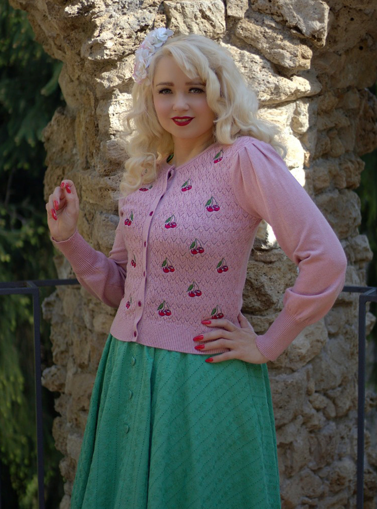 Voodoo_Vixen_CHERRY_VINTAGE_Kirschen_50s_Bell_Sleeve_CARDIGAN_Strickjacke__Rosa-6