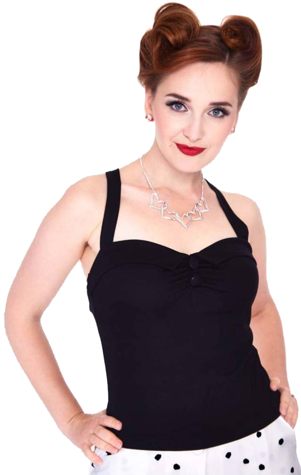 Voodoo_Vixen_CROSS_STRAP_Vintage_SWEETHEART_Traeger_Button_50s_TOP_Oberteil_-_Schwarz_killer_kirsche_1