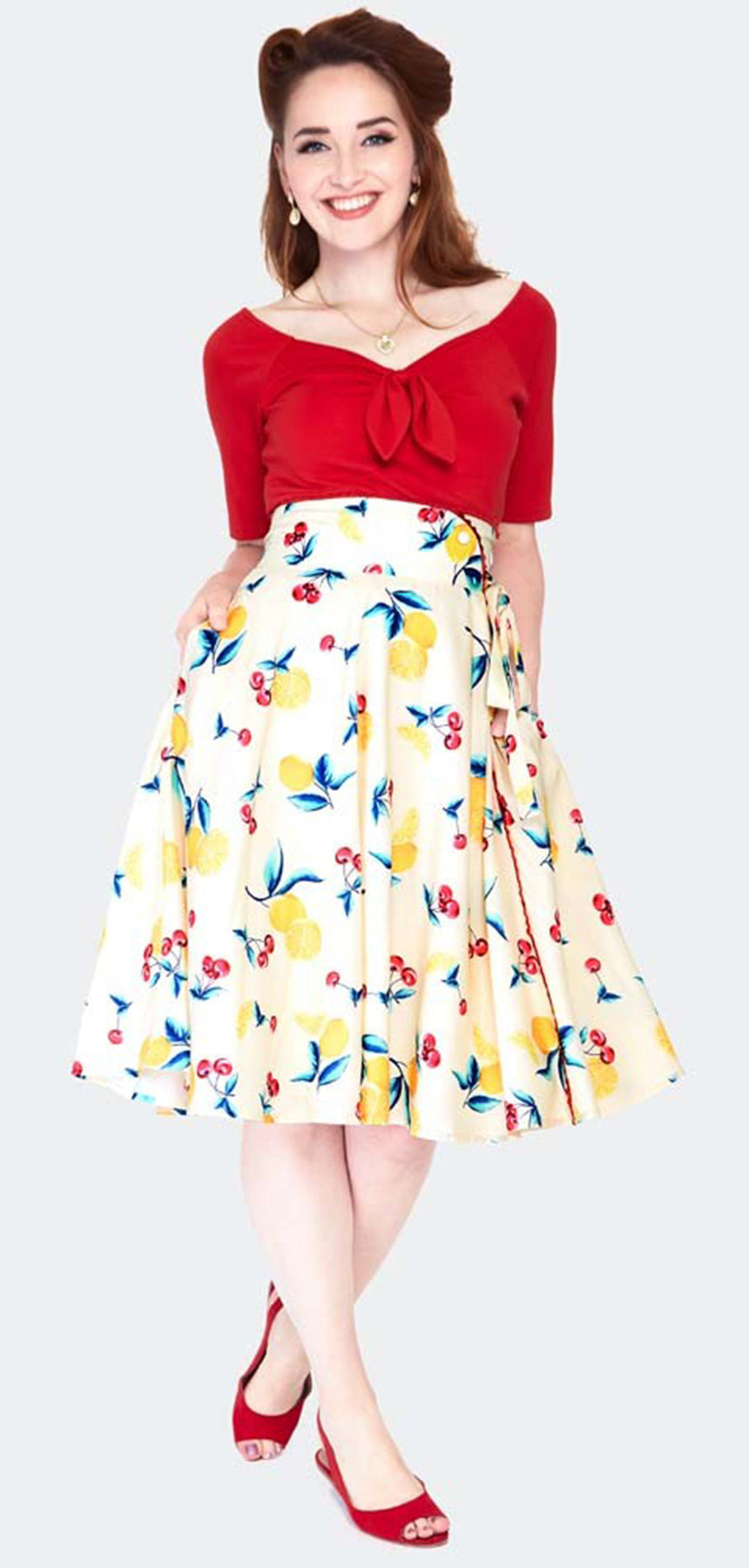 Voodoo_Vixen_Cherry_lemonade_button_detail_flare_SWING_SKIRT_Rock_killer_kirsche_5