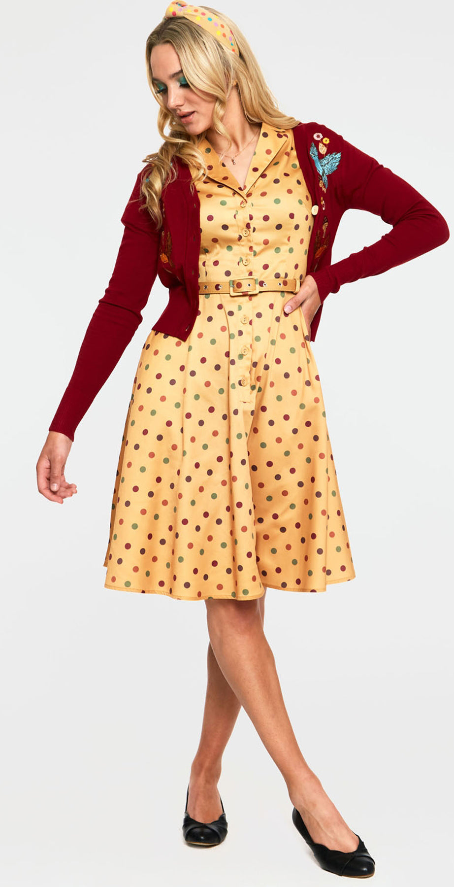 Voodoo_Vixen_DIANA_50s_POLKA_DOT_V-Neck_Kurzarm_SWING_DRESS_Hemdkleid_killer_kirsche_3bzay4Pkam476V
