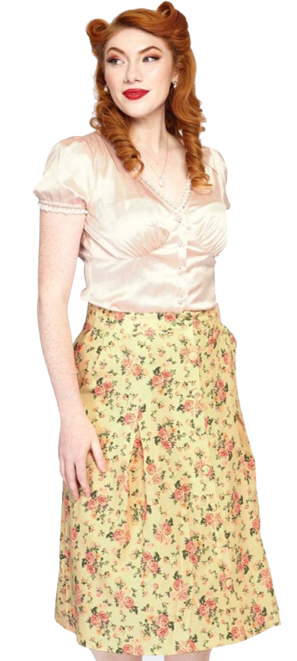 Voodoo_Vixen_DITSY_FLORAL_BLUMEN_Blueten_Vintage_BUTTON_FRONT_Retro_A-LINIE_ROCK_Skirt-2