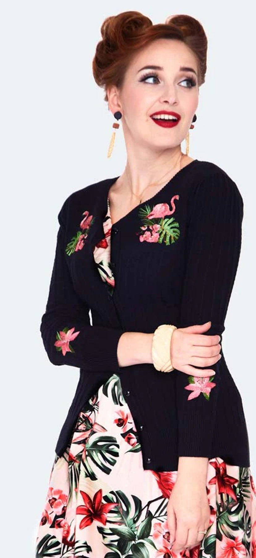 Voodoo_Vixen_FLAMINGO_Langarm_CARDIGAN_Stickjacke_killer_kirsche_2