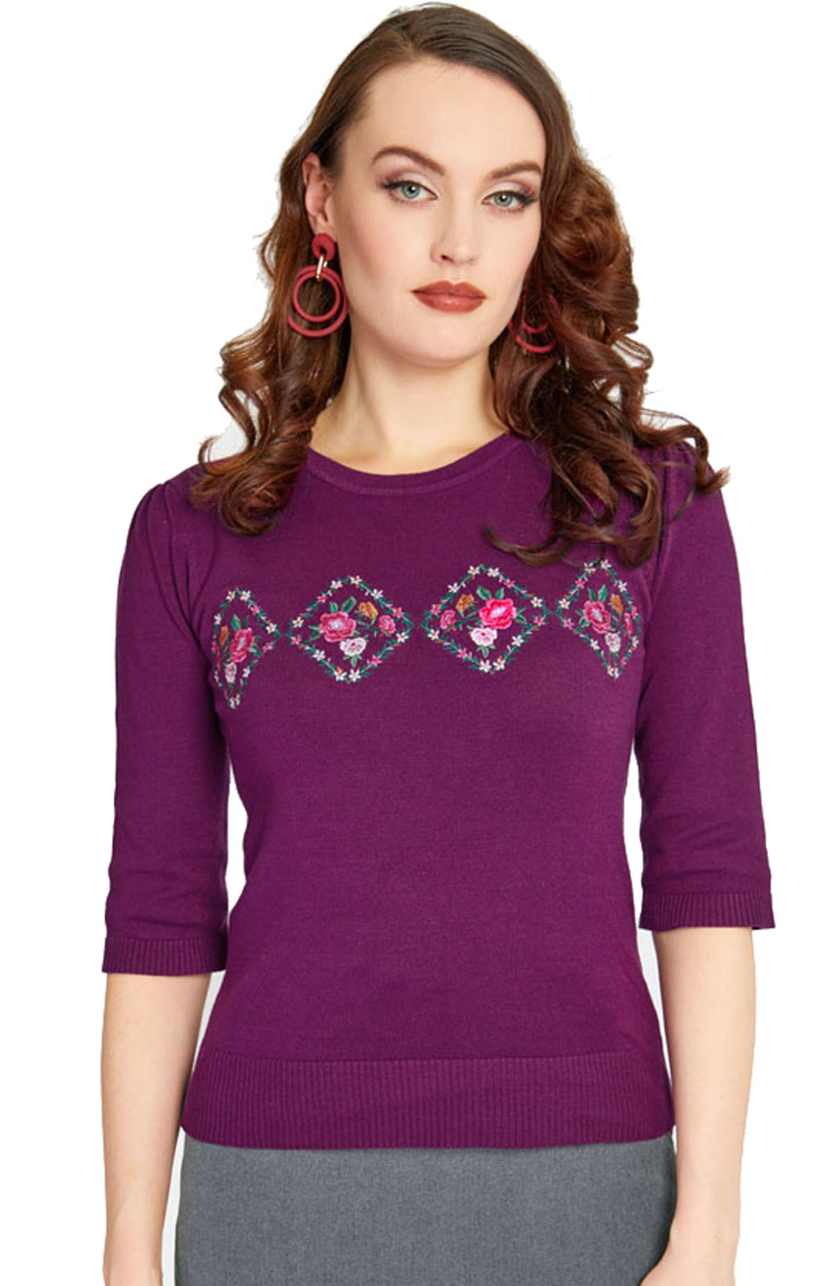 Voodoo_Vixen_FLORAL_ARGYLE_Pin_Up_50s_Vintage_SWEATER_Knitted_Pullover__Jumper_-_Aubergine-4GKVF3JlaJMZPP