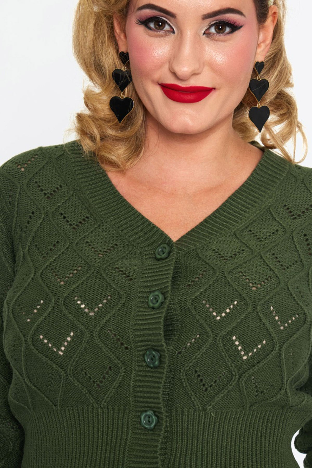 Voodoo_Vixen_GREEN_CHUNKY_Knit_50s_BUTTONED_Langarm_CARDIGAN_Strickjacke_-_Khaki-4