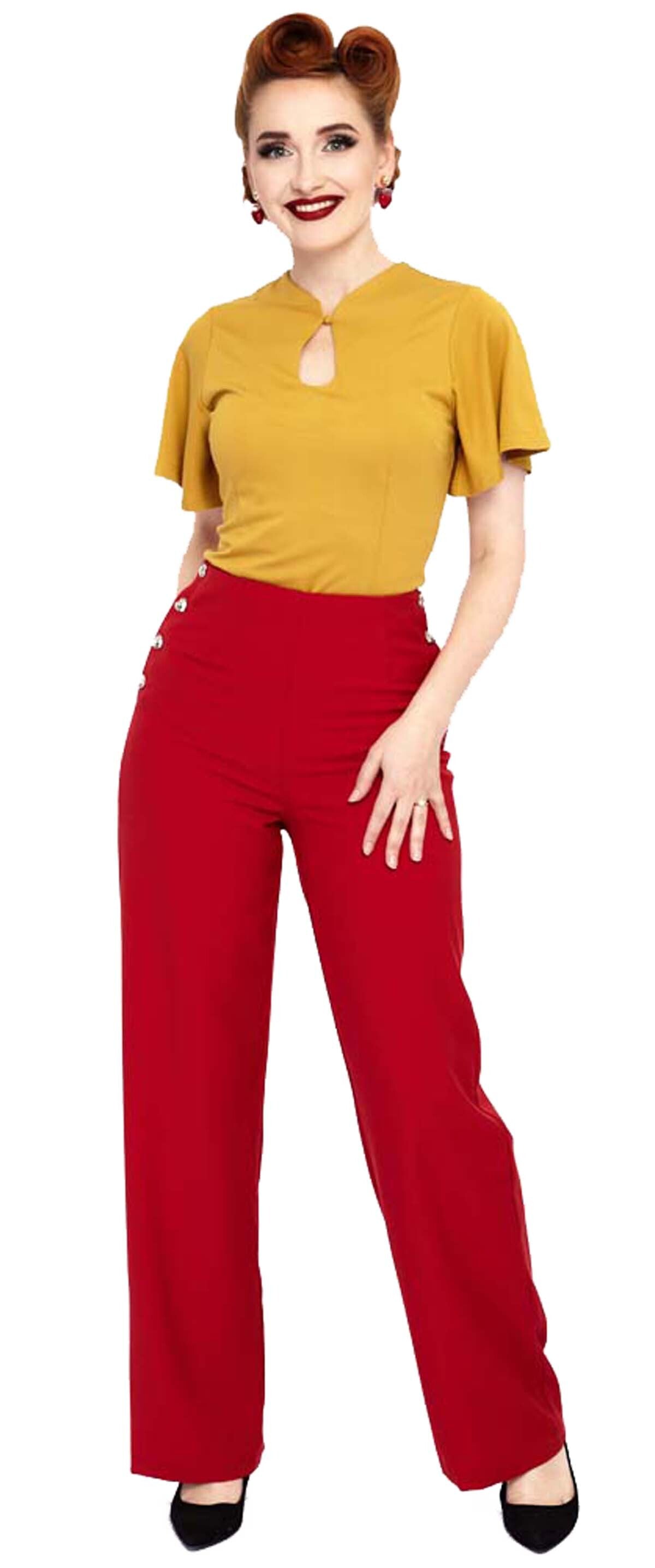 Voodoo_Vixen_HEART_BUTTON_Vintage_Retro_Classic_TROUSERS_Marlene_HOSE_Rot-15HRAeqLhDiNSZ