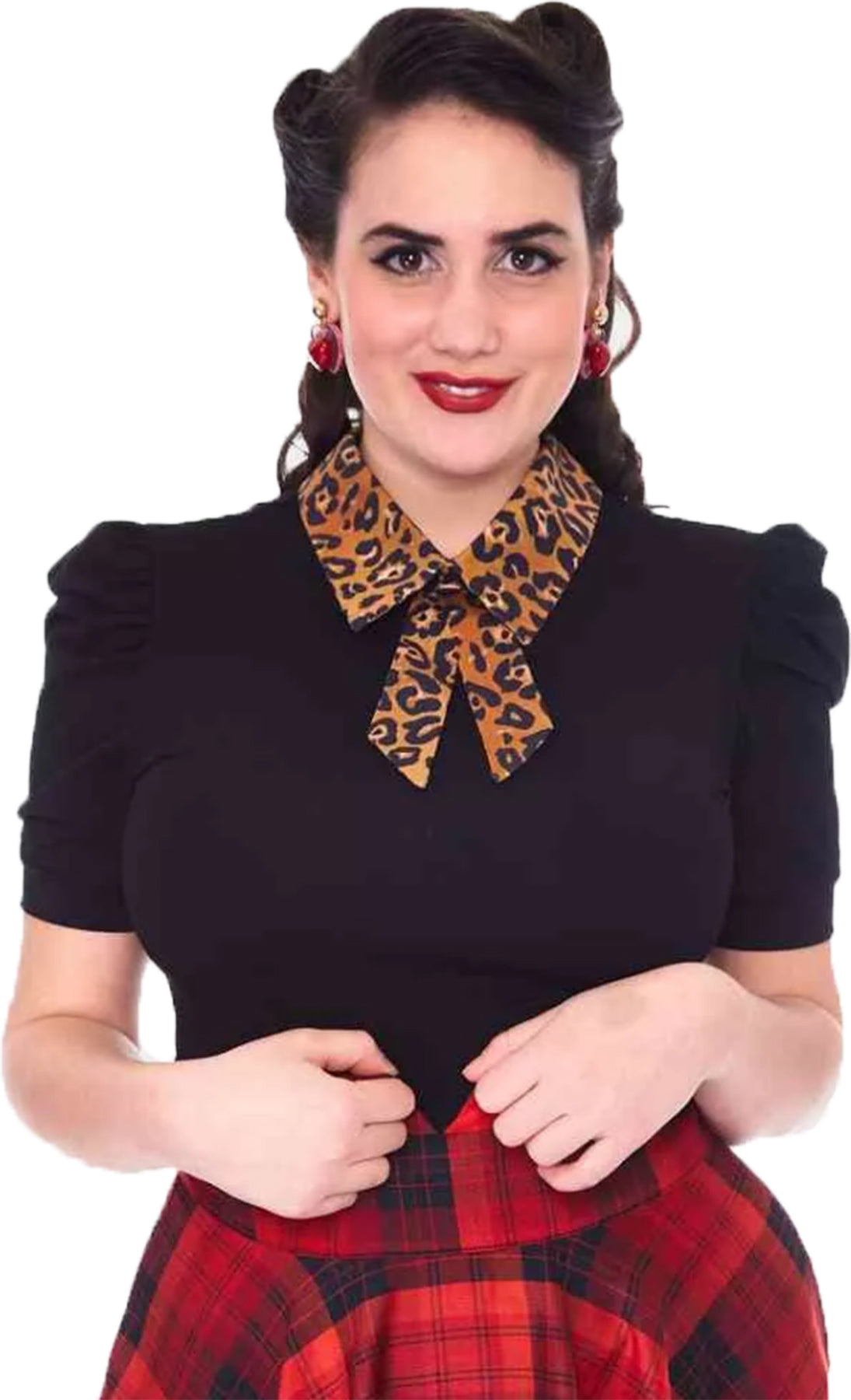 Voodoo_Vixen_LEOPARD_COLLAR_Retro_PUFFaeRMEL_50s_Oberteil_SHIRT_Bluse_Killer_Kirsche-1